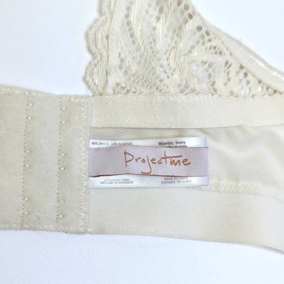 Project Me hotmilk Warrior Plunge Ivory White Lace Contour Nursing Bra Size 32D - Picture 6 of 6